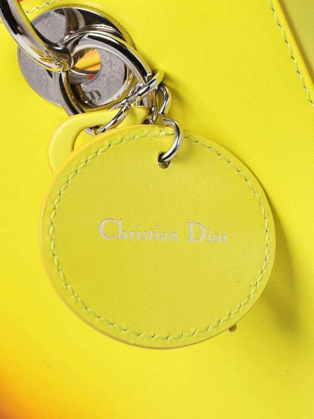 Christian Dior Yellow Orange Ombre Leather Medium Lady Dior Bag - Picture 7 of 12